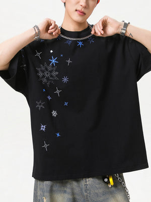 Snowflake Printed Breathable Loose-fit T-shirts