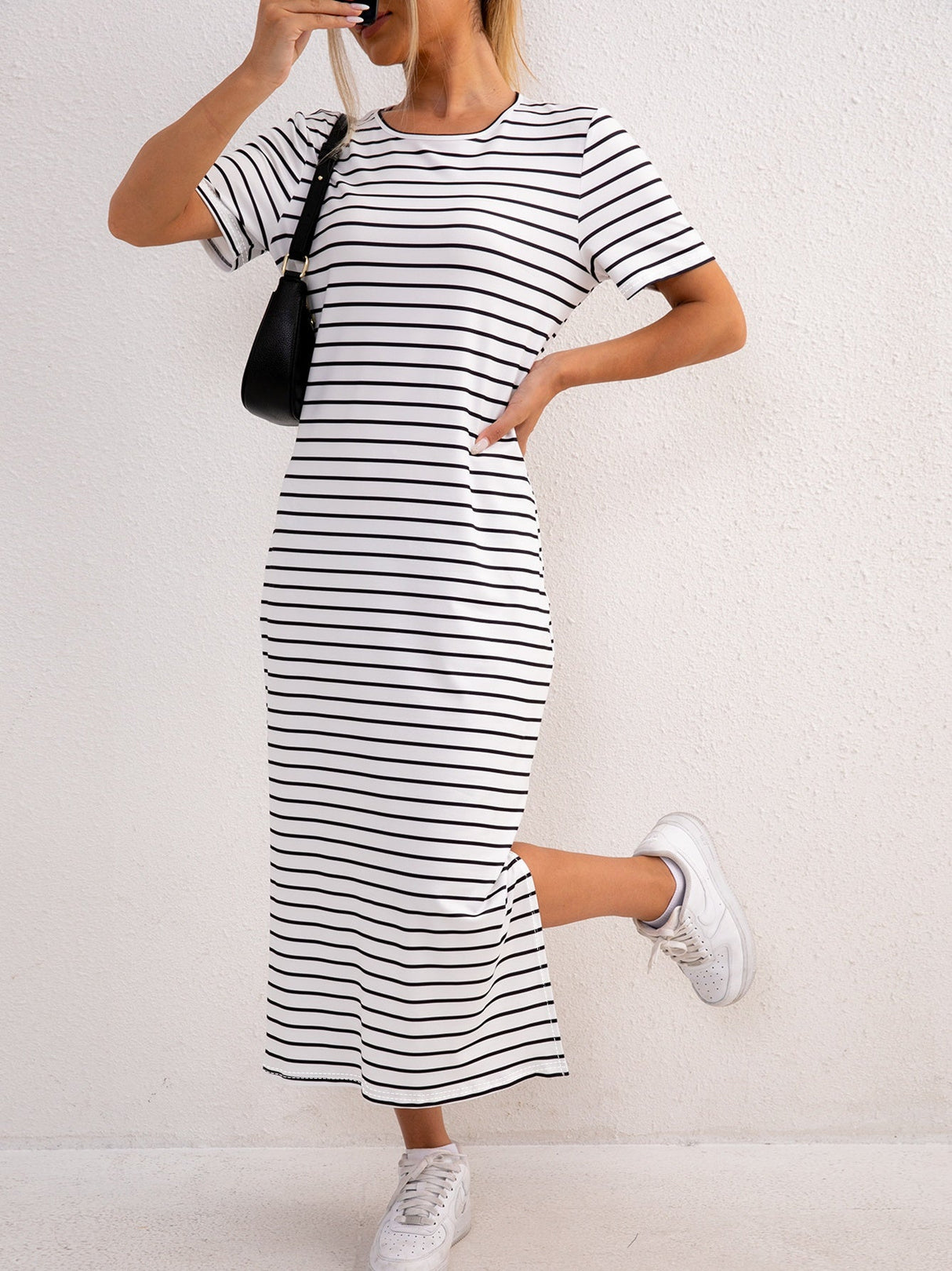 Stripes Slit Maxi Dresses