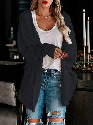 Solid Color Pocket Mid-length Cardigans