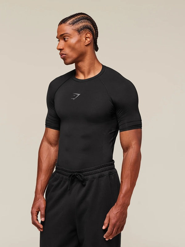 GYMSHARK Sports Fitness Running Printed Tight T-shirts