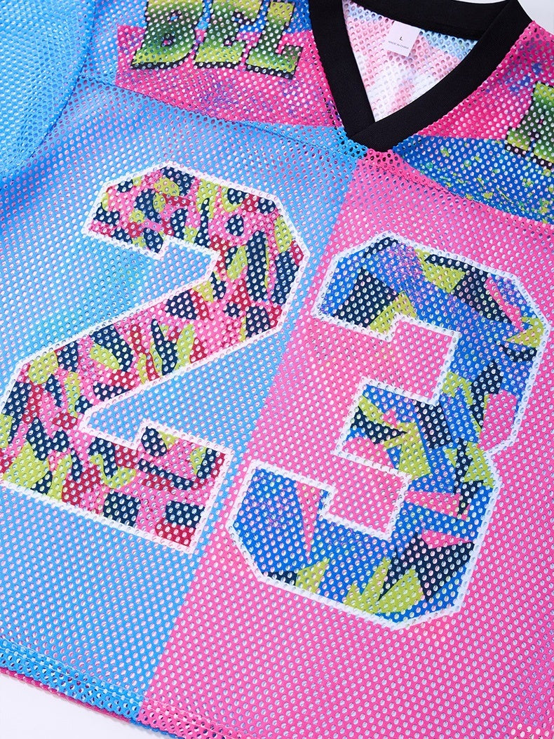 Color-blocked Net Hole Baseball Breathable T-shirts