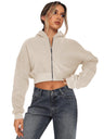 Women's Autumn/Winter Solid Color Zipper Cardigan Long Sleeve Short Hooded Sweatshirt