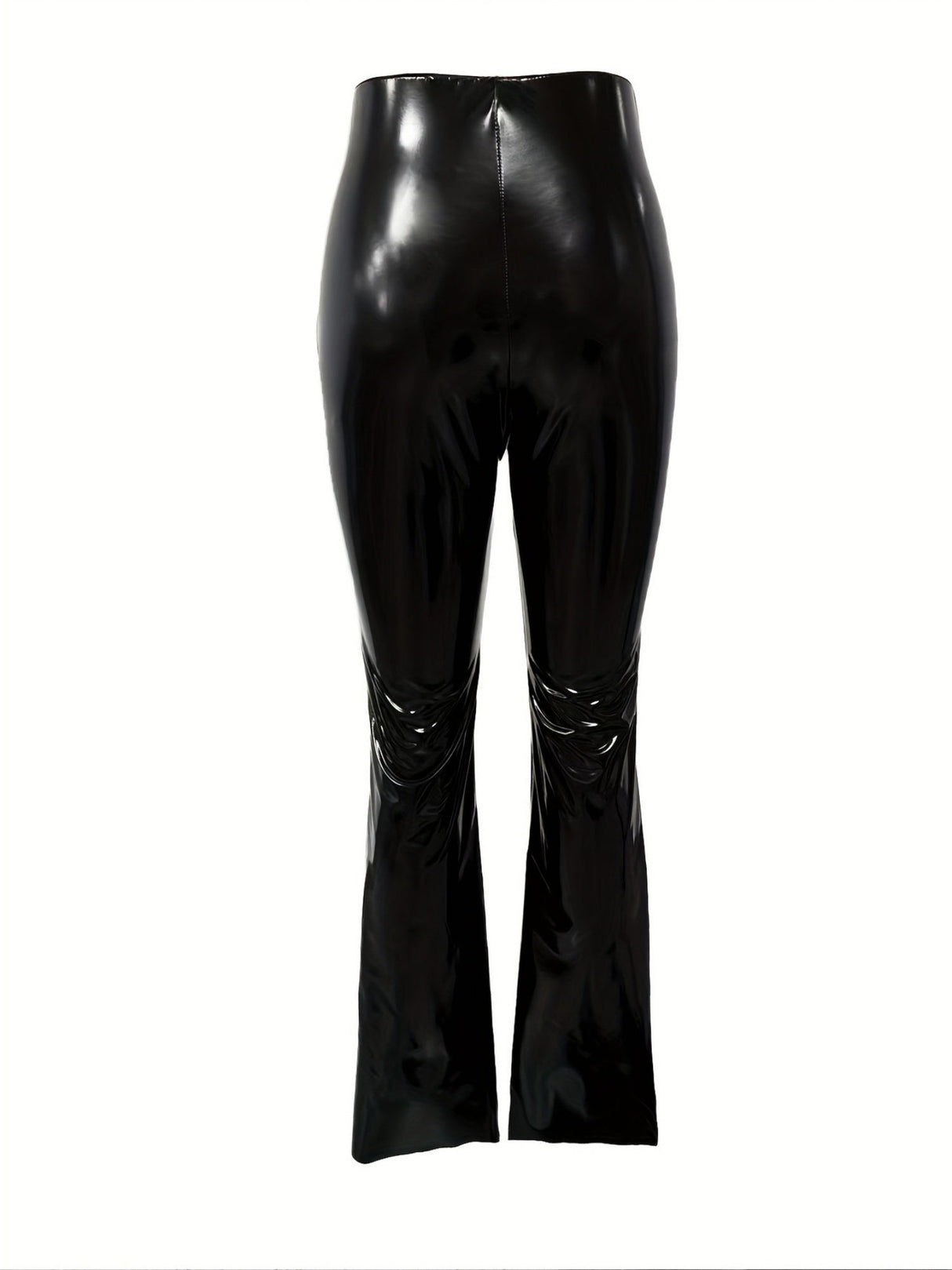 Glossy PU Leather Flared Trousers