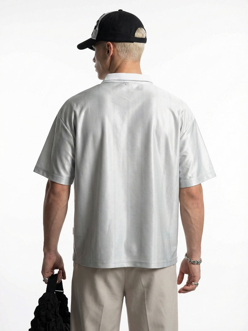 Retro Stripes Color-blocked Polo Shirt