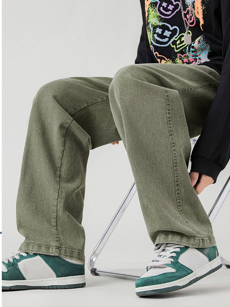 Washing Straight Wide-leg Jeans