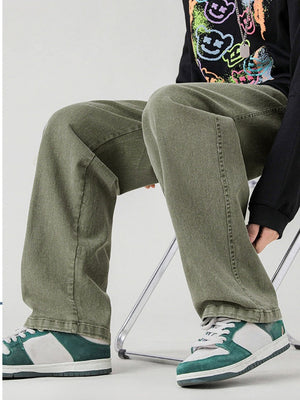 Washing Straight Wide-leg Jeans