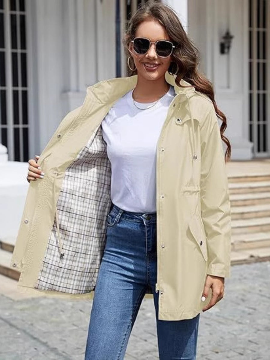 Hooded Zipper Raincoat Coat Rainproof Windproof Water Proof Outdoor Windbreaker