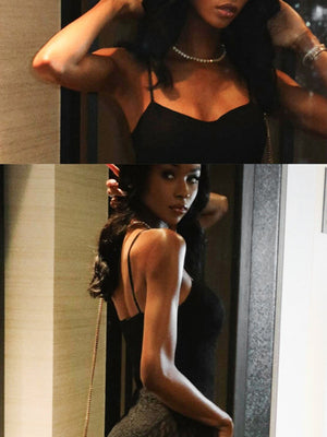 Sexy Spitzen-Neckholder-Jumpsuit mit offenem Rücken und leicht transparentem Mesh-Einsatz