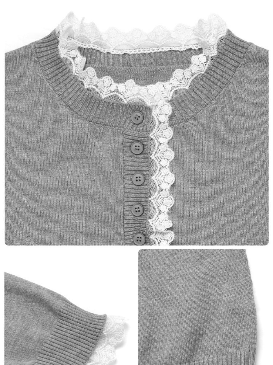 Women's Gray lace pullover sweater