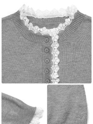 Women's Gray lace pullover sweater