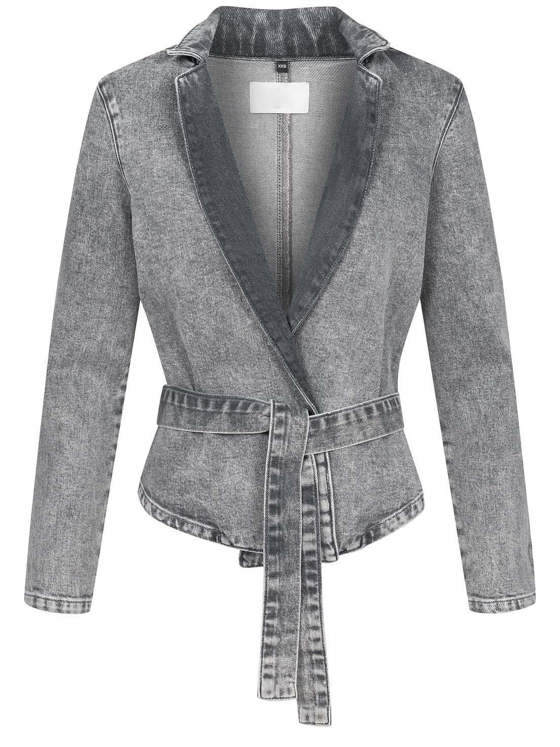 Straps Denim Jacket Jeans Solid Color 2-piece Sets