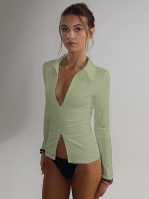 Stylish Cardigan Double Zipper Slim Fit T-Shirt