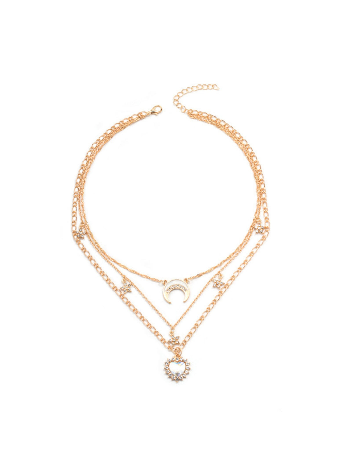 Multi-Heart Moon Alloy Necklace