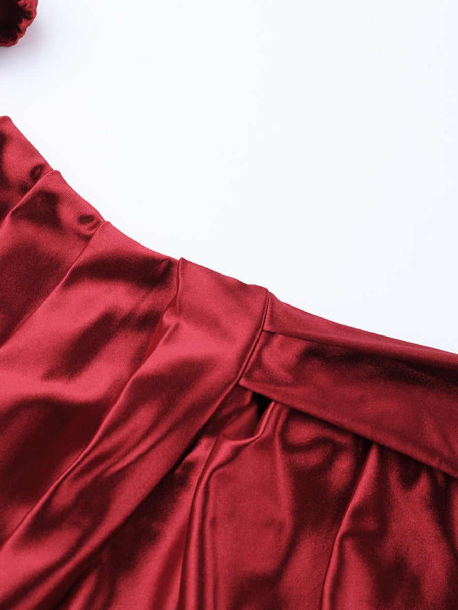 Off-the-shoulder Style With Slits Satin Sexy Backless Dinner Cocktail Party Wedding Long Dress