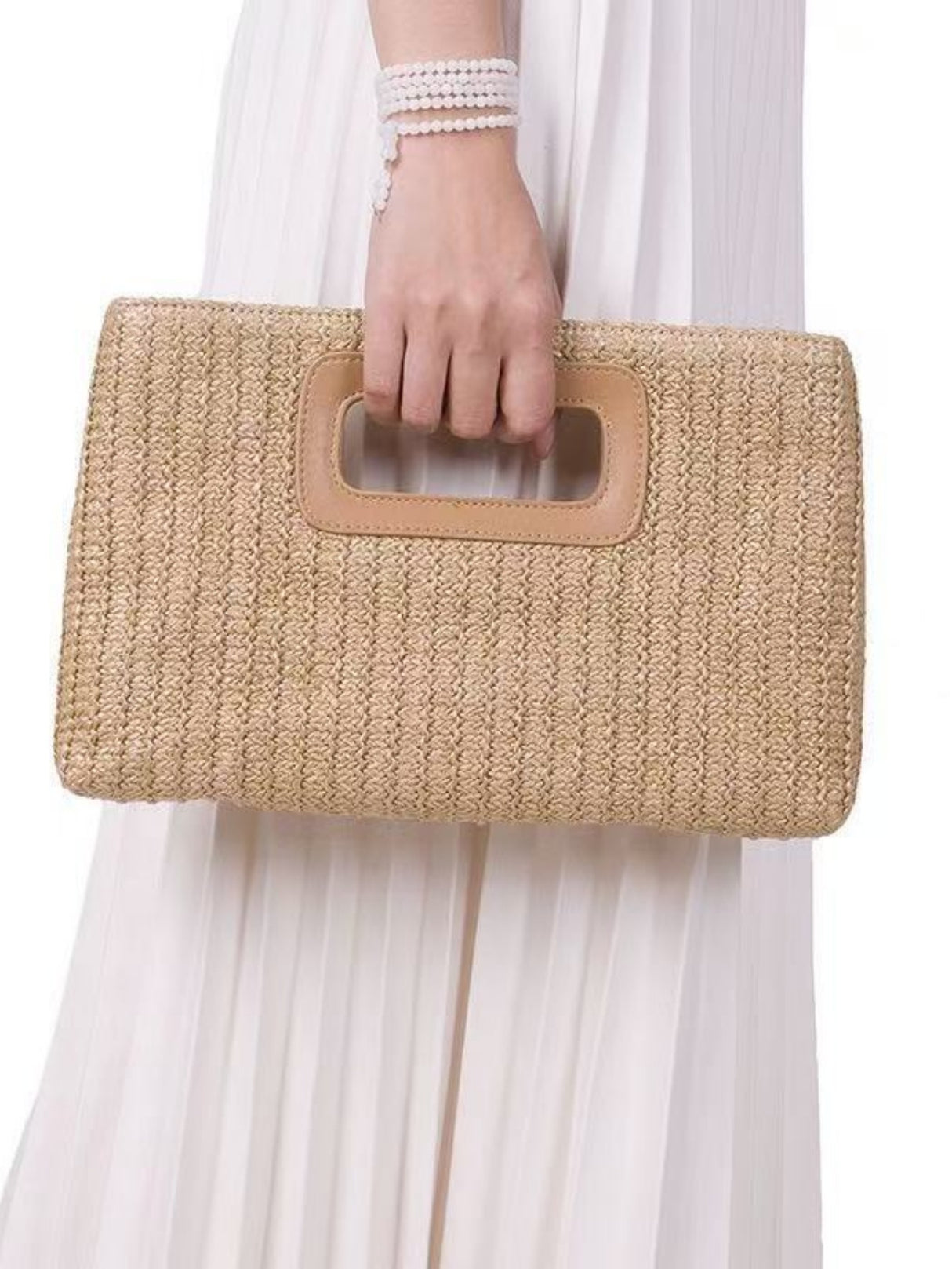 Colorful Straw Tote Bag For Vacation