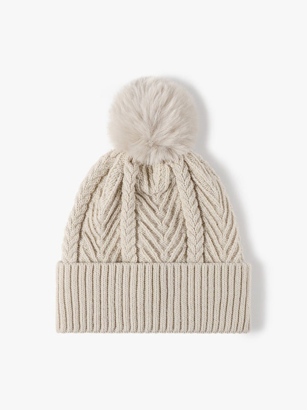 Bonnet à pompon jacquard, bonnet d'hiver en maille épaisse, doublure polaire chaude, taille unique