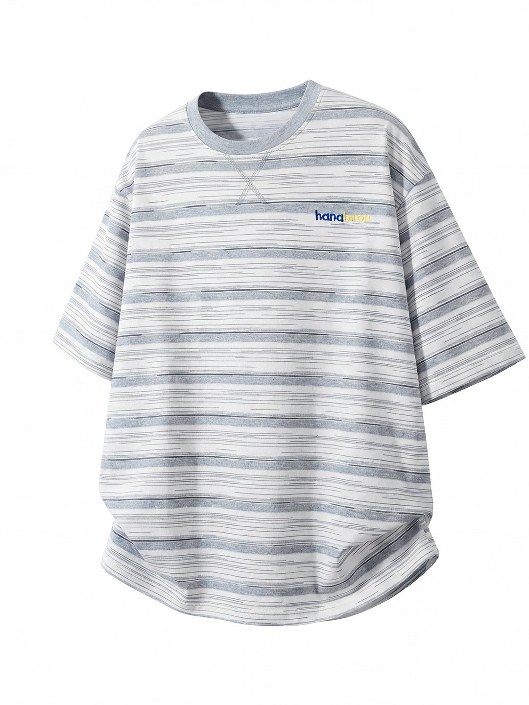 Color-blocked Stripes Letter Applique T-shirts