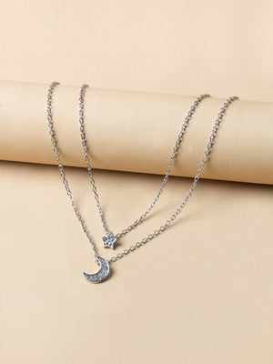Star And Moon Pendant Multi-Layer Necklace