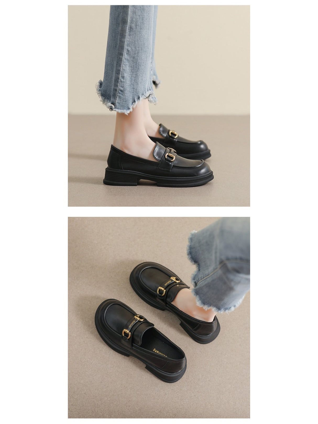 Liber Spring and Autumn Thick-soled Metal Buckle Women's Loafers
