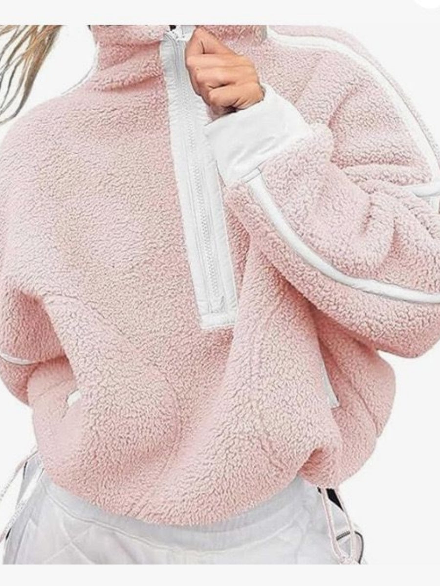 Plush Half Zipper Outdoor Leisure Sports Sweatshirt