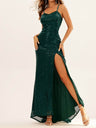 Sequins Slit Maxi Dresses