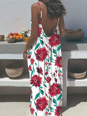Vacation Halter-neck Backless Loose Long Dress
