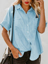 Denim Lapel Pocket Buttons Short-sleeved Shirt