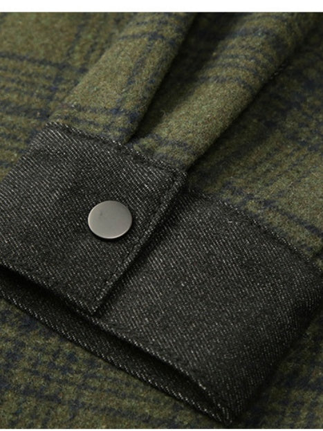 Plaid Loose-fit Wool Blend Shirts