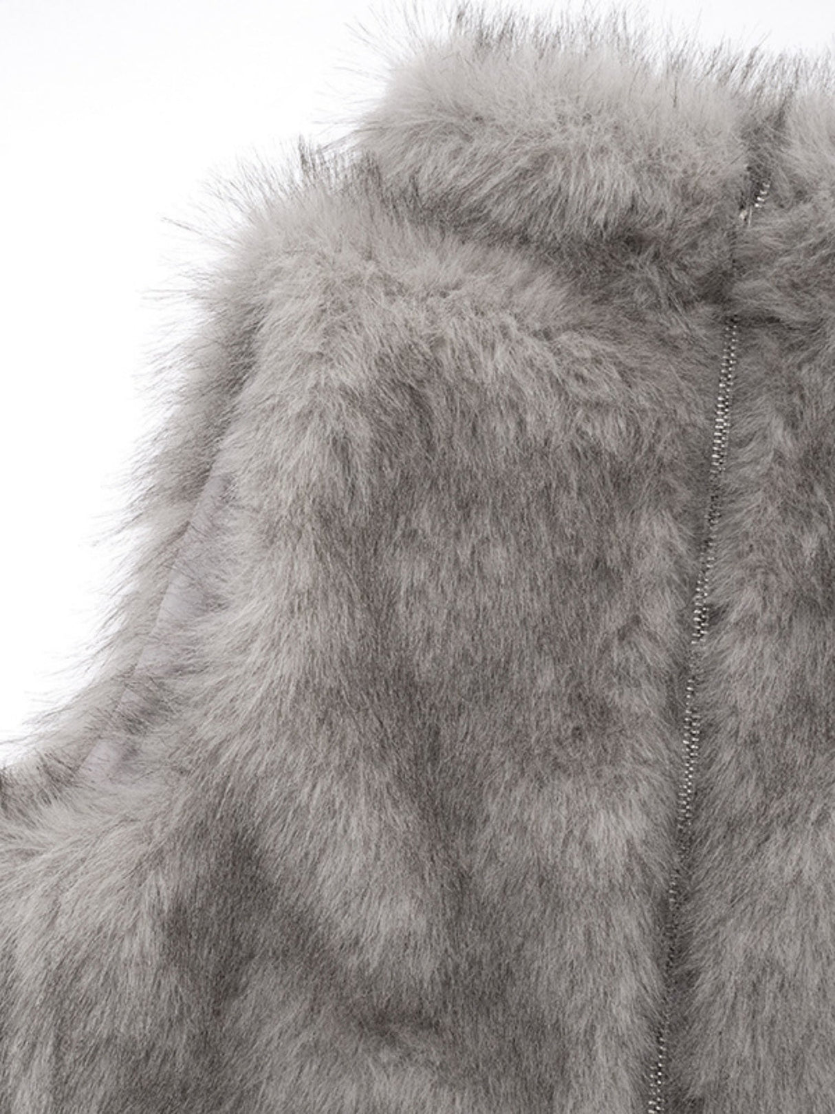 Turtleneck Furry Patchwork Zipper Vest Top