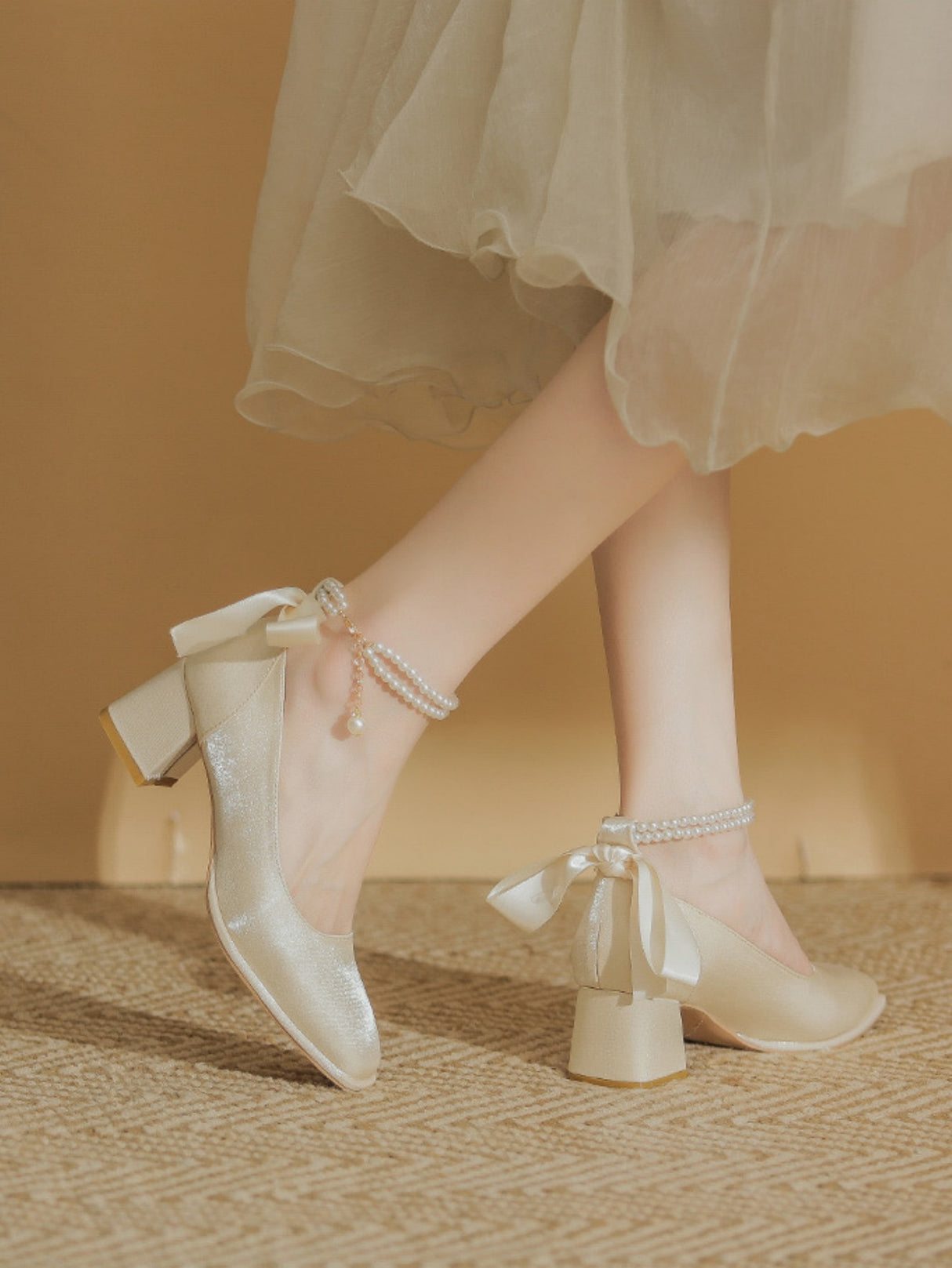 Bow-tie Satin High Heels