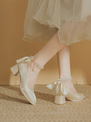 Bow-tie Satin High Heels
