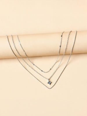 Square Diamond Multi-layer Necklace