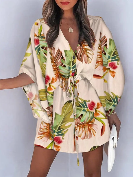 V-neck Tie For A Casual Vacation Look Mini&Short Dresses