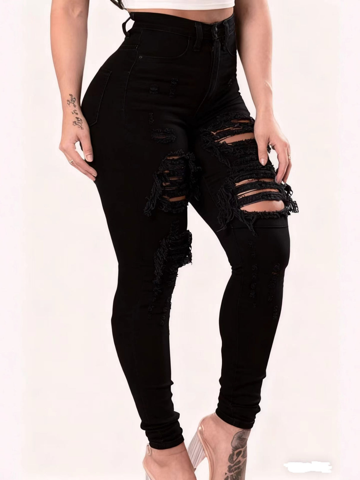 Hole Stretch Slimming Pencil Pants Jeans