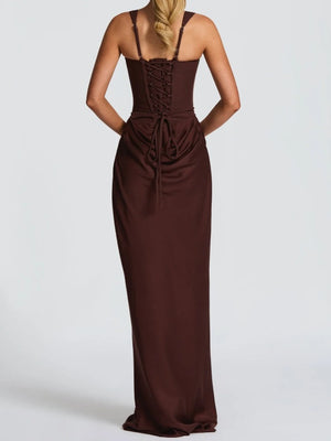 Sexy Pleated Halter-neck Fishtail Design Elegant Strapless Bodycon Dress