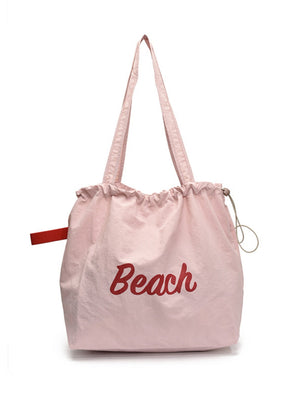 Letter Print Large Capacity Lightweight Drawstring Shoulder Bag