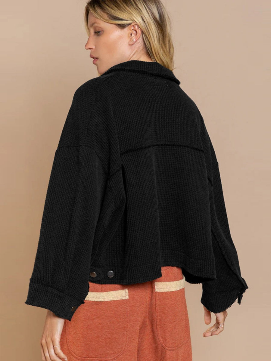 Liber Autumn Women's Buttons, Pocket Solid Color Short Jackets