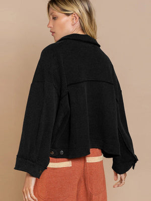 Liber Autumn Women's Buttons, Pocket Solid Color Short Jackets