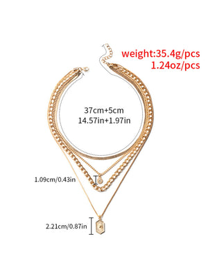 Diamond-encrusted Diamond-shaped Square Alloy Necklace