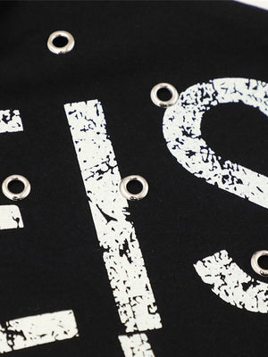 Graffiti Letter Layered-look Patchwork Plaid Polo Shirt