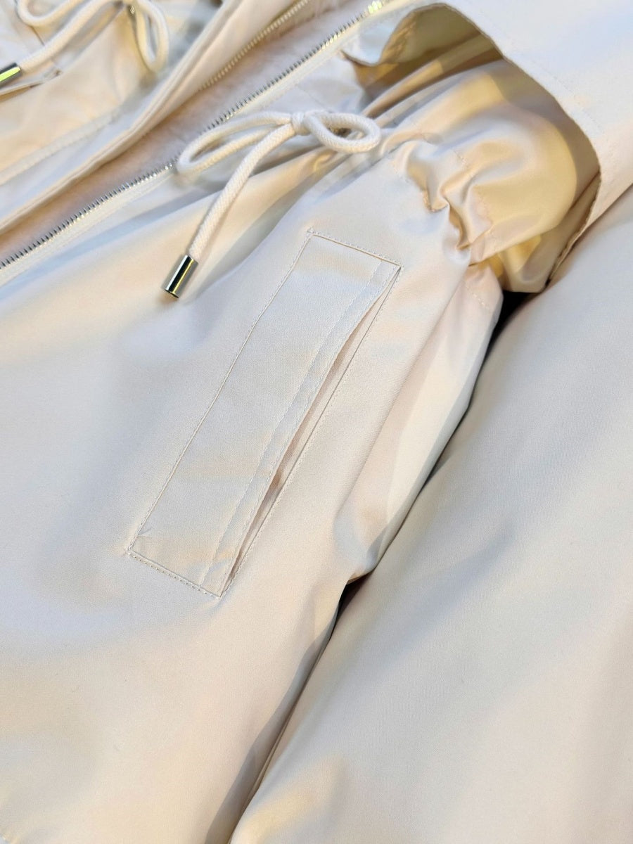 Parka With Fur Collar Drawstring Waist Pocket Casual Cotton-padded Jackets/down Jackets