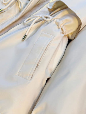 Parka With Fur Collar Drawstring Waist Pocket Casual Cotton-padded Jackets/down Jackets