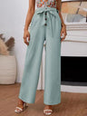 Basic Belt Cotton And Linen Tight Loose Leisure Wide-leg Trousers
