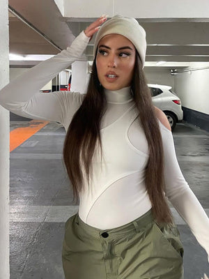 Liber Autumn Women's Splicing Solid Color Bodysuit