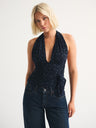 Polka Dots Neckband Cross Straps Backless Tank Tops