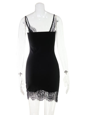Lace Trim Slim-fit Camisoles Mini&Short Dresses