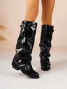 Belt Buckle High-heeled Riding Boots