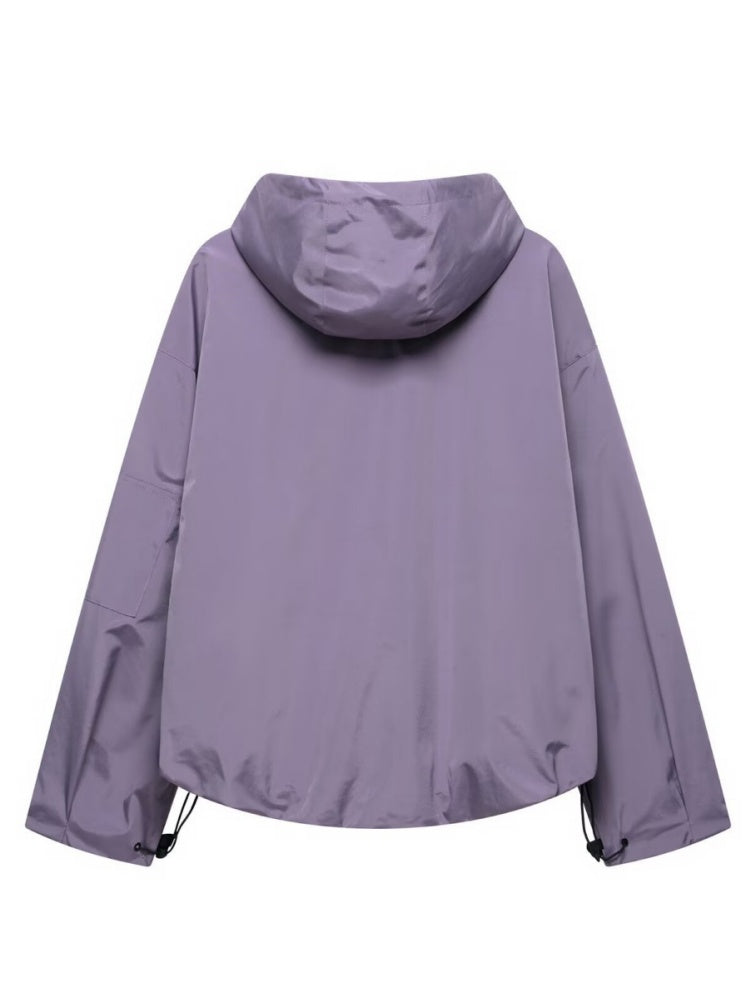 Casual Workwear Style Hooded Pocket Zipper Jacket