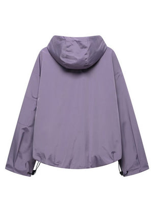 Casual Workwear Style Hooded Pocket Zipper Jacket