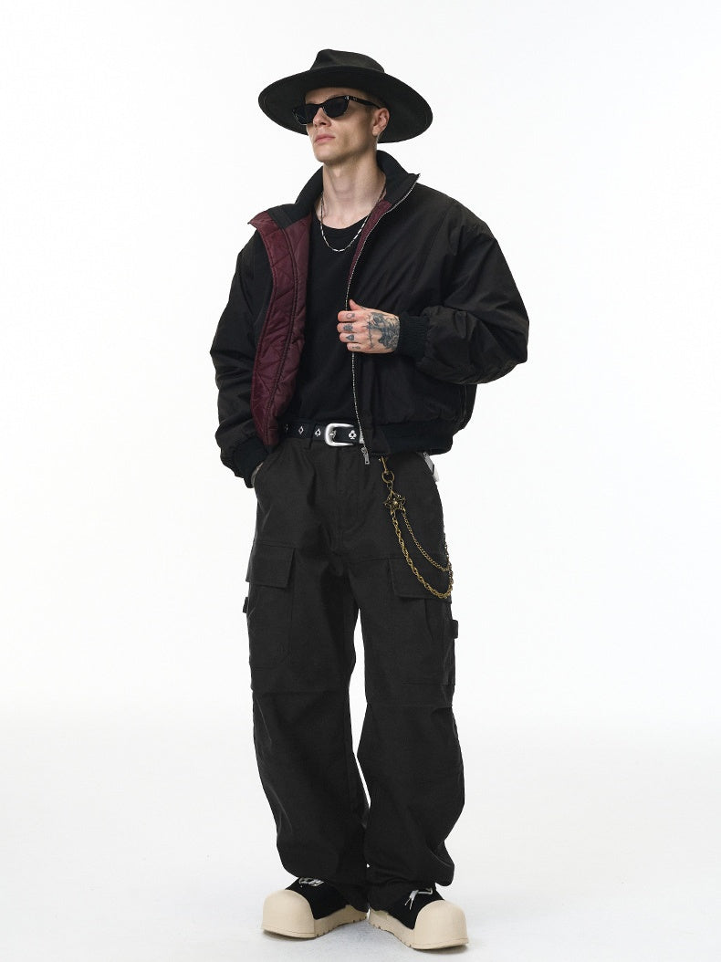 Liber Autumn Neutral wear Multiple pockets Solid Color Cargo Trousers